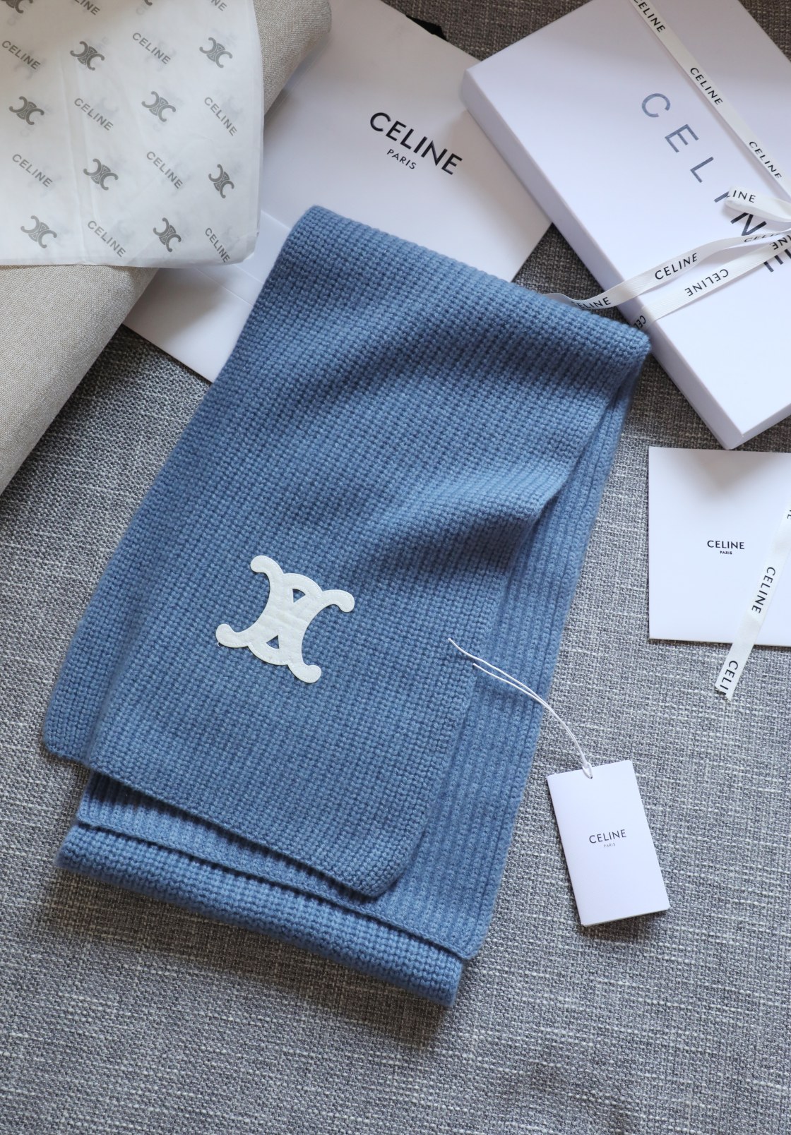 CELINE_SCARF_BLUE_30x200